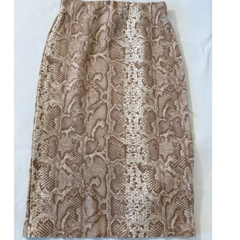 Anthropologie Current Air Snakeskin Beige & White Knee Length Pencil Skirt